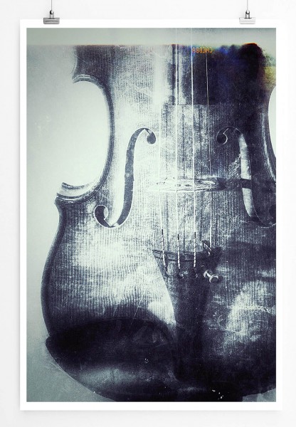 Paul Sinus Art Bild  Ausschnitt einer Violine in dunklen Blautönen 60x90cm Poster