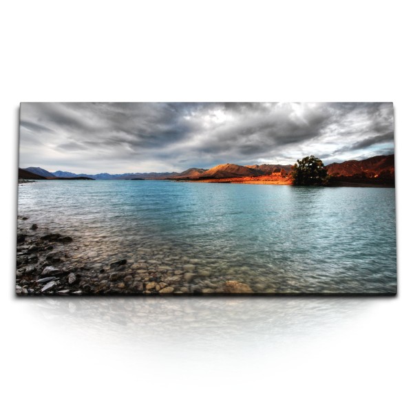 Paul Sinus Art Kunstdruck Bilder 120x60cm Glacier Lake See Kanada Natur dunkle Wolken