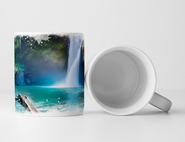 Paul Sinus Art Tasse Geschenk Naturfotografie – Wasserfall im tropischen Dschungel