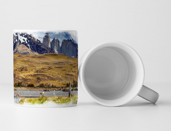 Paul Sinus Art Tasse Geschenk Landschaftsfotografie – Guanako in Pantagonien Chile