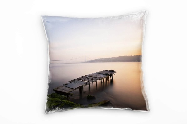 Paul Sinus Art Urban, Bosporusbrücke, Sonnenuntergang, grau Deko Kissen 40x40cm für Couch Sofa Lounge Zierkissen