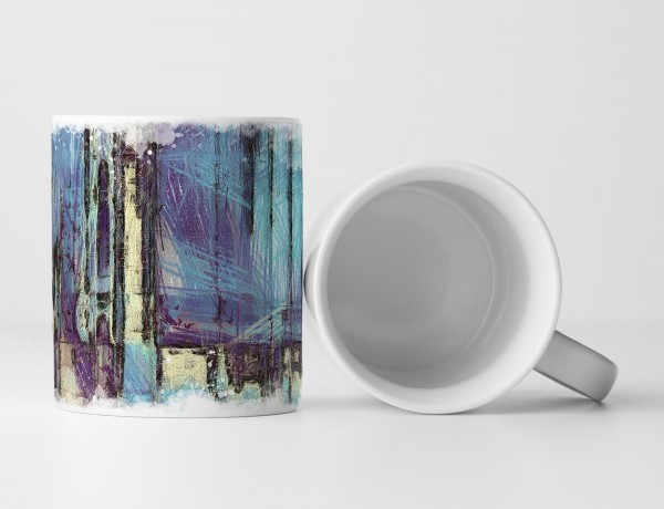 Paul Sinus Art Tasse Geschenk Illustration – Abstraktes Bild mit schwarzen Streifen und Blau