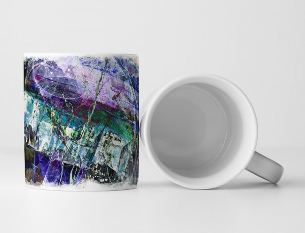 Paul Sinus Art Tasse Geschenk abstrakte Formen; türkis, flaschengrün, blau, lila