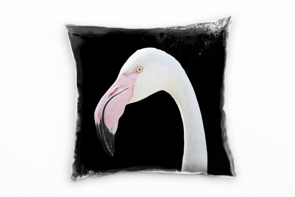 Paul Sinus Art Tiere, weiß, rosa, schwarz, Flamingo, Portrait Deko Kissen 40x40cm für Couch Sofa Lounge Zierkissen