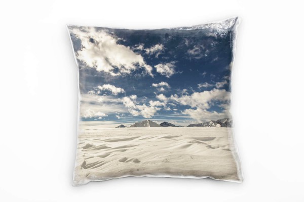 Paul Sinus Art Landschaften, Berge, Wolken, beige, blau weiß Deko Kissen 40x40cm für Couch Sofa Lounge Zierkissen