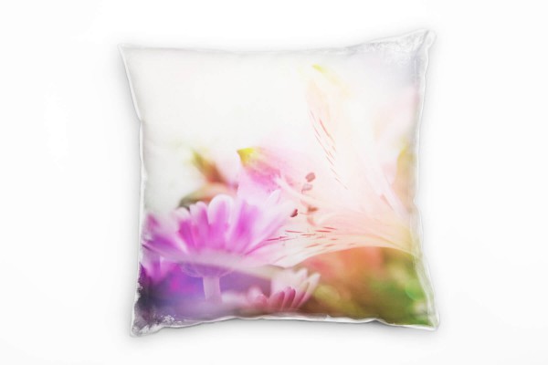 Paul Sinus Art Blumen, bunt Pastelltöne, Sommer, lichtdurchflutet Deko Kissen 40x40cm für Couch Sofa Lounge Zierkis