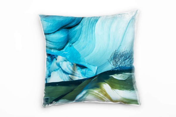 Paul Sinus Art Abstrakt, Natur, Canyon, Fantasie, blau Deko Kissen 40x40cm für Couch Sofa Lounge Zierkissen