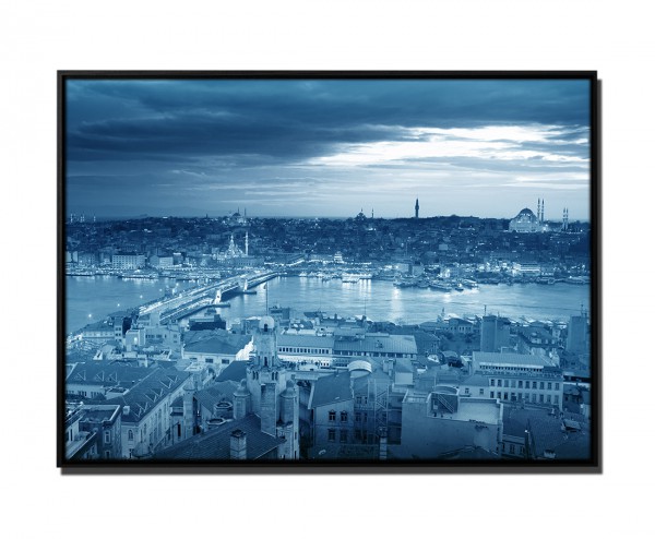 Paul Sinus Art 105x75cm Leinwandbild Petrol Panorama Sonnenuntergang Istanbul