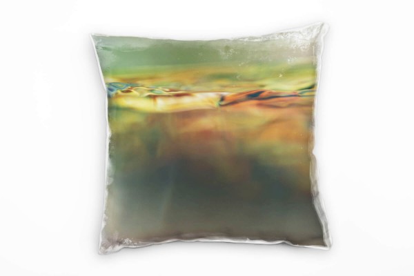 Paul Sinus Art Macro, Wasseroberfläche, orange, grün Deko Kissen 40x40cm für Couch Sofa Lounge Zierkissen