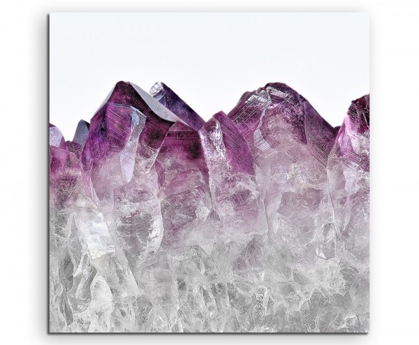 Paul Sinus Art Naturfotografie – Ombre Amethyst Kristall violett weiß auf Leinwand