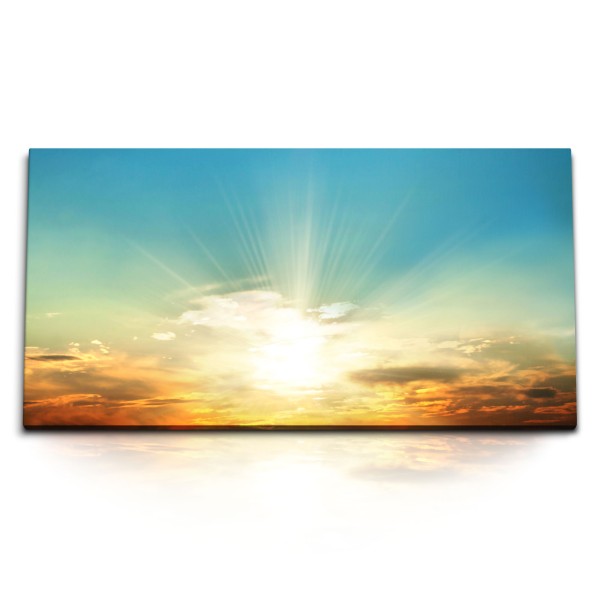 Paul Sinus Art Kunstdruck Bilder 120x60cm Sonne Sonnenuntergang blauer Himmel Abendrot