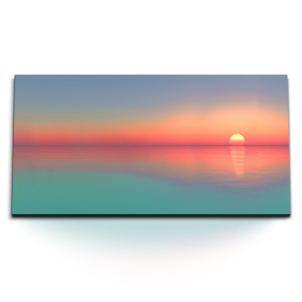 Paul Sinus Art Kunstdruck Bilder 120x60cm Sonnenuntergang Meer Horizont Abendröte Sonne