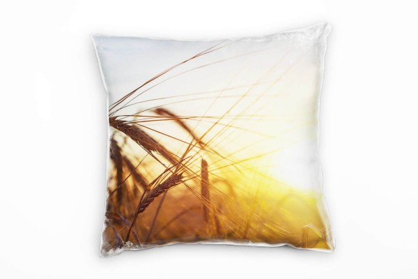 Paul Sinus Art Natur, Weizenfeld, Sonnenuntergang, gelb, braun Deko Kissen 40x40cm für Couch Sofa Lounge Zierkissen