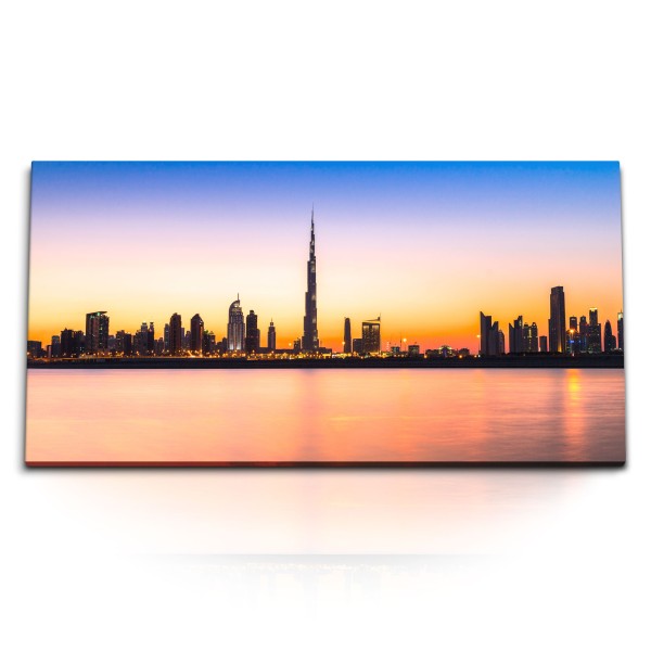 Paul Sinus Art Kunstdruck Bilder 120x60cm Burj Khalifa Dubai Skyline Sonnenuntergang Abendröte