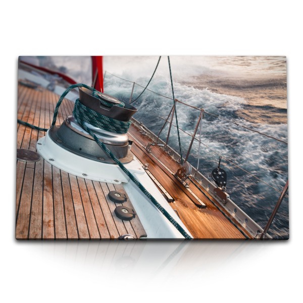 Paul Sinus Art 120x80cm Wandbild auf Leinwand Segelschiff Segeljacht Segeln Meer Ozean