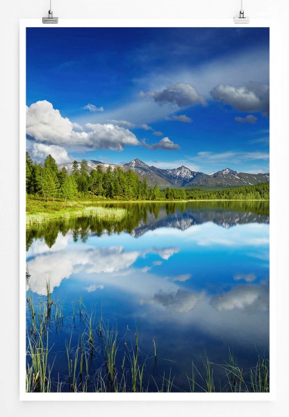 Paul Sinus Art 60x90cm Landschaftsfotografie Poster Altai Gebirge am See