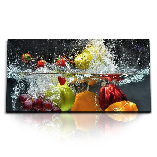 Paul Sinus Art Kunstdruck Bilder 120x60cm Obst unter Wasser Orangen Kirschen Küche