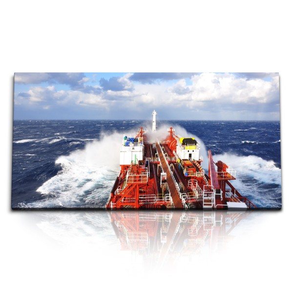 Paul Sinus Art Kunstdruck Bilder 120x60cm Frachtschiff auf hoher See Schiff Meer Ozean Wellen