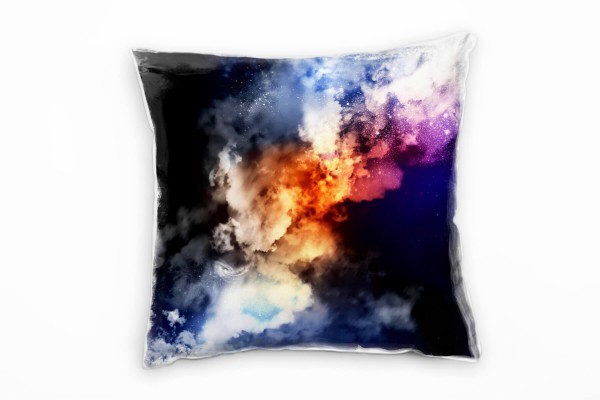 Paul Sinus Art Abstrakt, blau, pink, orange, bunte Wolken Deko Kissen 40x40cm für Couch Sofa Lounge Zierkissen