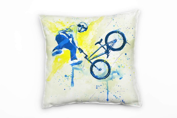 Paul Sinus Art BMX I Deko Kissen Bezug 40x40cm für Couch Sofa Lounge Zierkissen