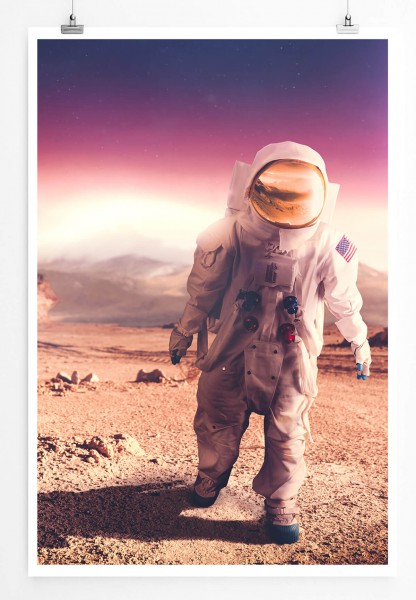 Paul Sinus Art Astronaut in Mondlandschaft 60x90cm Poster