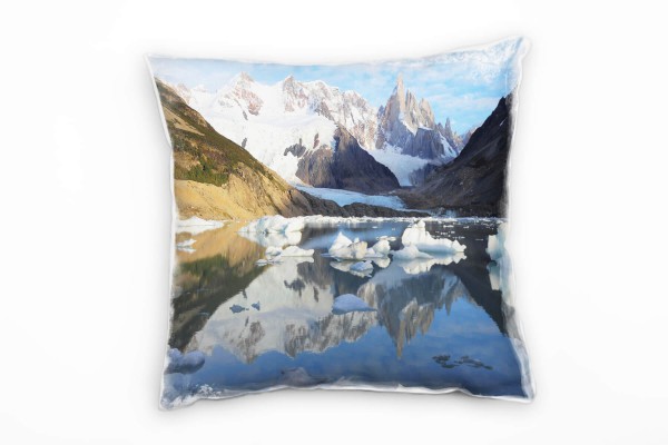 Paul Sinus Art Seen, schneebedeckte Berge, Eis, blau, grau Deko Kissen 40x40cm für Couch Sofa Lounge Zierkissen