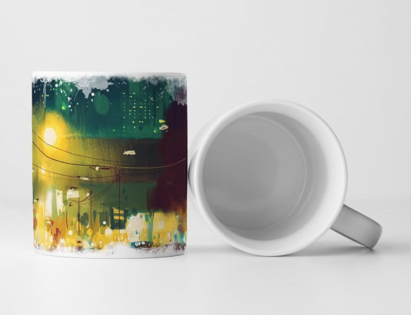 Paul Sinus Art Tasse Geschenk Illustration einer Stadtlandschaft bei Nacht