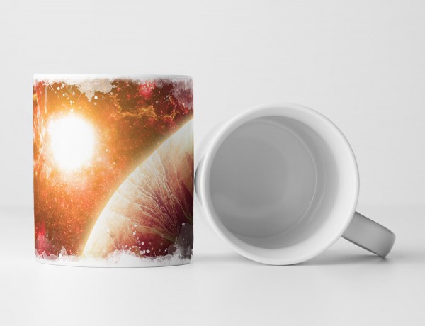 Paul Sinus Art Tasse Geschenk Illustration - Rote Planeten mit Mond