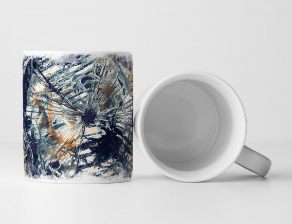 Paul Sinus Art Tasse Geschenk beige, orange, dunkelblaue Abstraktion