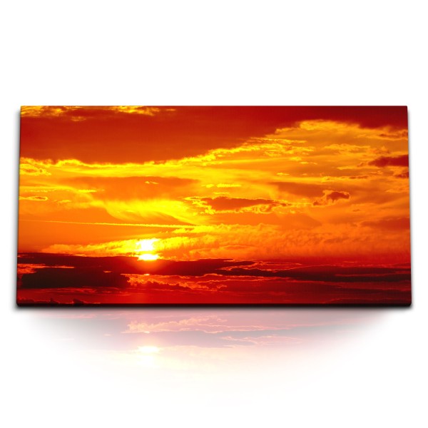 Paul Sinus Art Kunstdruck Bilder 120x60cm Roter Himmel Sonnenuntergang Wolken Sonne