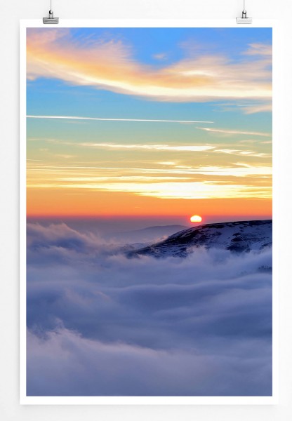 Paul Sinus Art Landschaftsfotografie 60x90cm Poster Traumhafte Winterlandschaft bei Sonnenaufgang