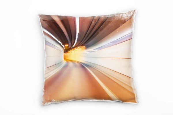 Paul Sinus Art Abstrakt, Urban, Tunnel, Geschwindigkeit, orange Deko Kissen 40x40cm für Couch Sofa Lounge Zierkisse