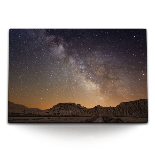 Paul Sinus Art 120x80cm Wandbild auf Leinwand Arizona Sternenhimmel Astrofotografie Berge Nachthimmel