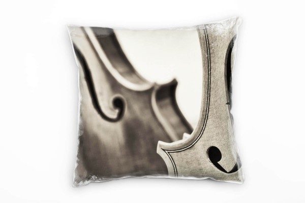 Paul Sinus Art Macro, Violine, altes Instrument, grau Deko Kissen 40x40cm für Couch Sofa Lounge Zierkissen