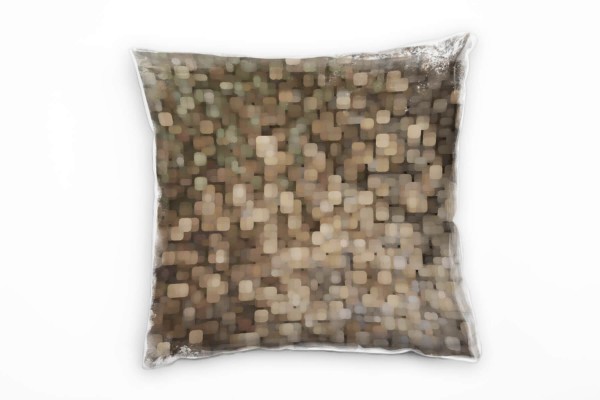 Paul Sinus Art Abstrakt, Pixel, braun, beige Deko Kissen 40x40cm für Couch Sofa Lounge Zierkissen