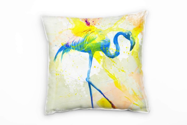 Paul Sinus Art Flamingo I Deko Kissen Bezug 40x40cm für Couch Sofa Lounge Zierkissen