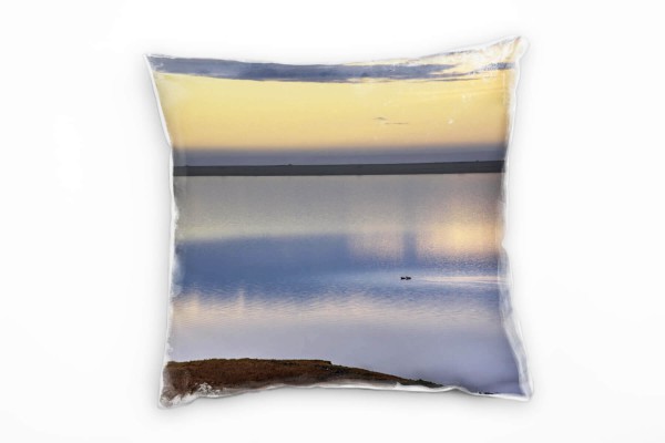 Paul Sinus Art Landschaft, Sonnenaufgang, Island, grau, gelb Deko Kissen 40x40cm für Couch Sofa Lounge Zierkissen