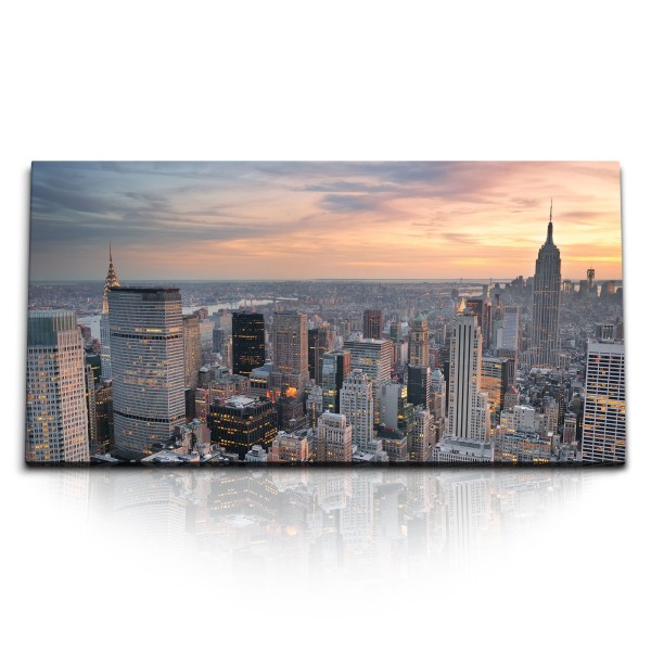 Paul Sinus Art Kunstdruck Bilder 120x60cm New York aus der Luft Skyline Hochhäuser Großstadt