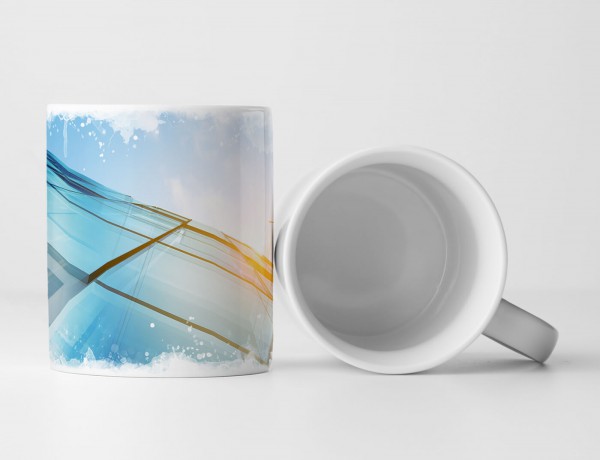 Paul Sinus Art Tasse Geschenk Illustration – Abstraktes Glasgebäude in Blau