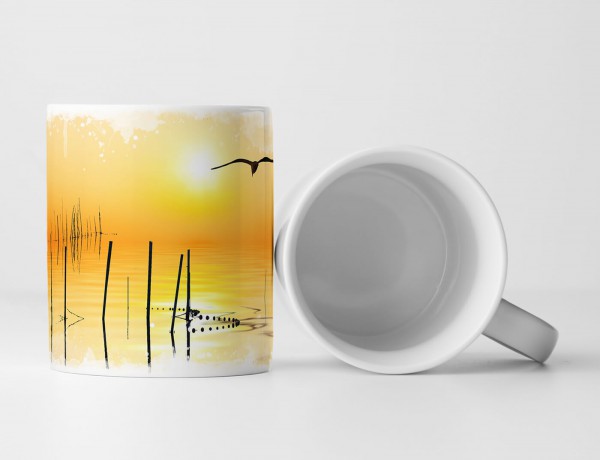 Paul Sinus Art Tasse Geschenk Landschaftsfotografie – Wundervolles Sonnenlicht am Pier