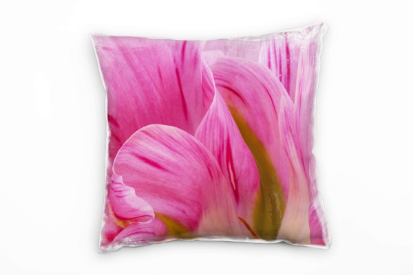 Paul Sinus Art Macro, Blumen, Blüte, Tulpe, pink, grün Deko Kissen 40x40cm für Couch Sofa Lounge Zierkissen