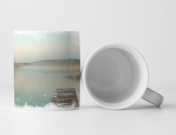 Paul Sinus Art Tasse Geschenk Landschaftsfotografie – Einsamer Steg im Himmelblau