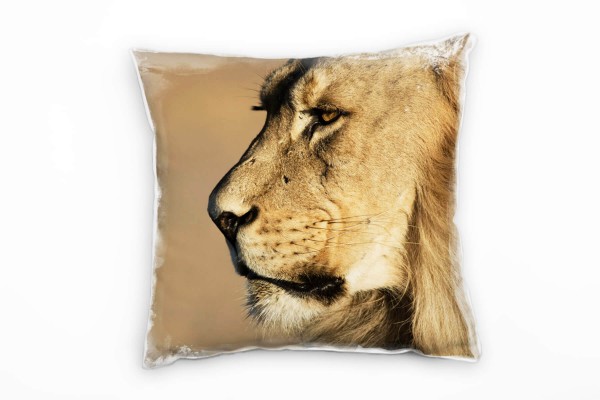 Paul Sinus Art Tiere, Löwe, Nahaufnahme, braun Deko Kissen 40x40cm für Couch Sofa Lounge Zierkissen