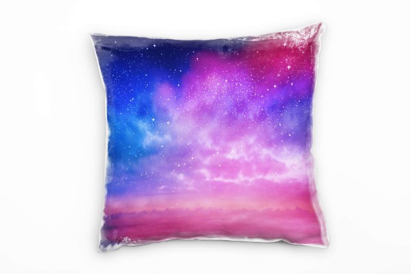 Paul Sinus Art Natur, Abstrakt, Universum, Sterne, pink, blau Deko Kissen 40x40cm für Couch Sofa Lounge Zierkissen