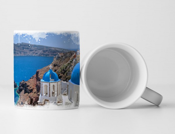 Paul Sinus Art Tasse Geschenk Urbane Fotografie – Kirchen Kuppel von Santorini Griechenland