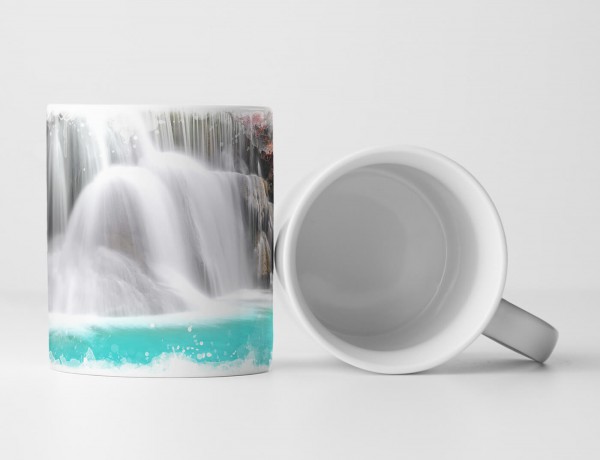 Paul Sinus Art Tasse Geschenk Landschaftsfotografie – Wasserfall in Huay Mae Khamin Thailand