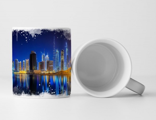 Paul Sinus Art Tasse Geschenk Panorama von Dubai – Fotografie bei Nacht