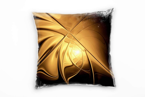 Paul Sinus Art Abstrakt, braun, gold, Reflektion, Glanz Deko Kissen 40x40cm für Couch Sofa Lounge Zierkissen