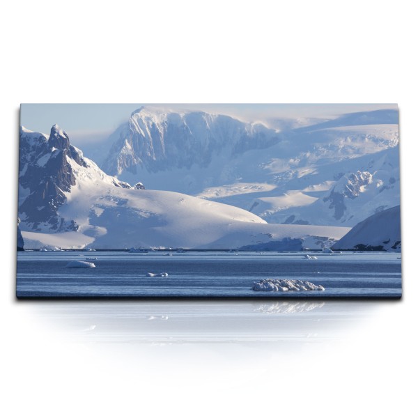 Paul Sinus Art Kunstdruck Bilder 120x60cm Schneeberge Norden Gletscher Meer Winter Blau