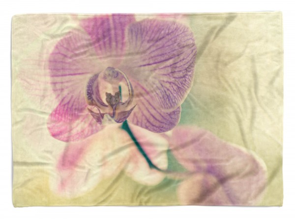 Paul Sinus Art Handtuch Strandhandtuch Saunatuch Kuscheldecke mit Fotomotiv Orchidee Blume Blü